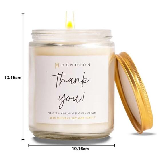 Hendson Thank You Clean Natural Soy Vegan Candle Vanilla Brown Sugar Cream NEW - Picture 8 of 10